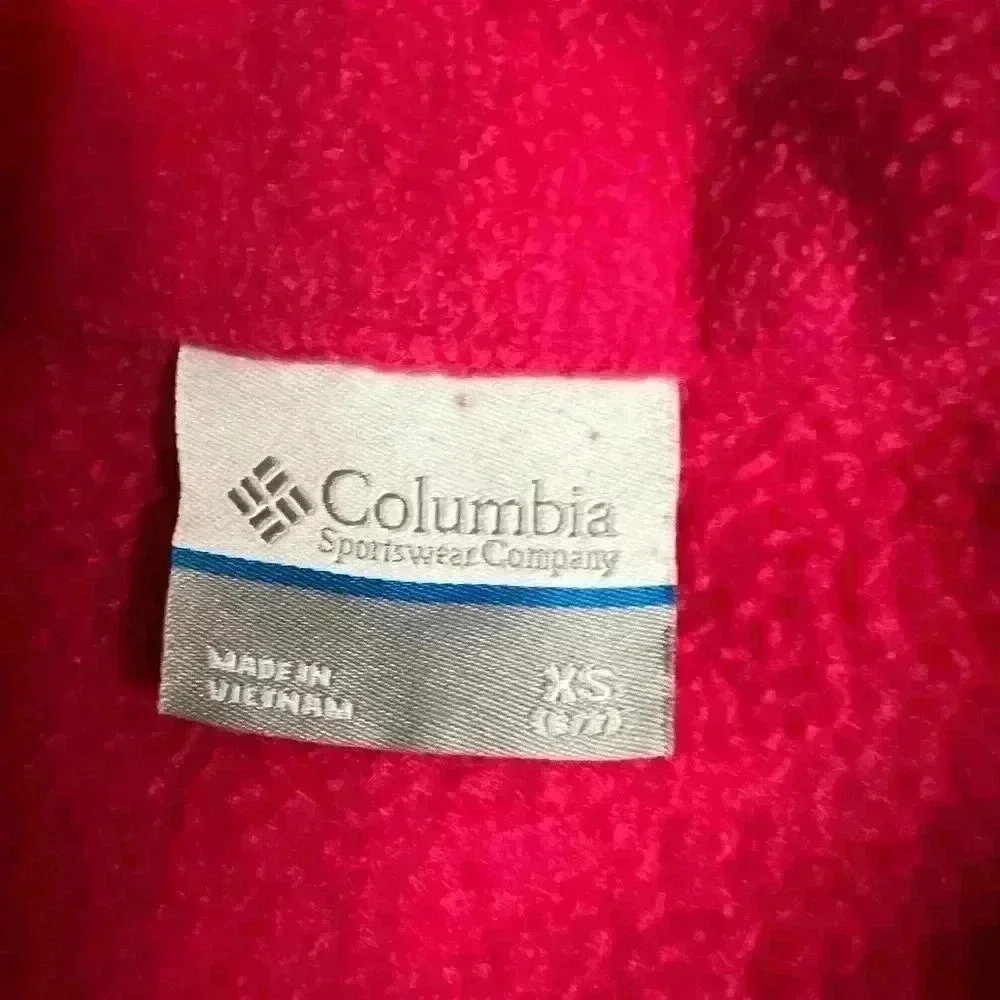 GIRLS COLUMBIA BRIGHT PINK FLEECE COAT SIZE X-SMALL 6/7 PREOWNED - Picture 2 of 5